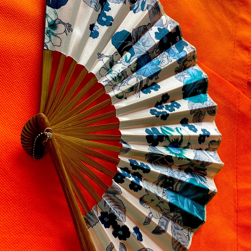 Chinese silk fan wall hanging